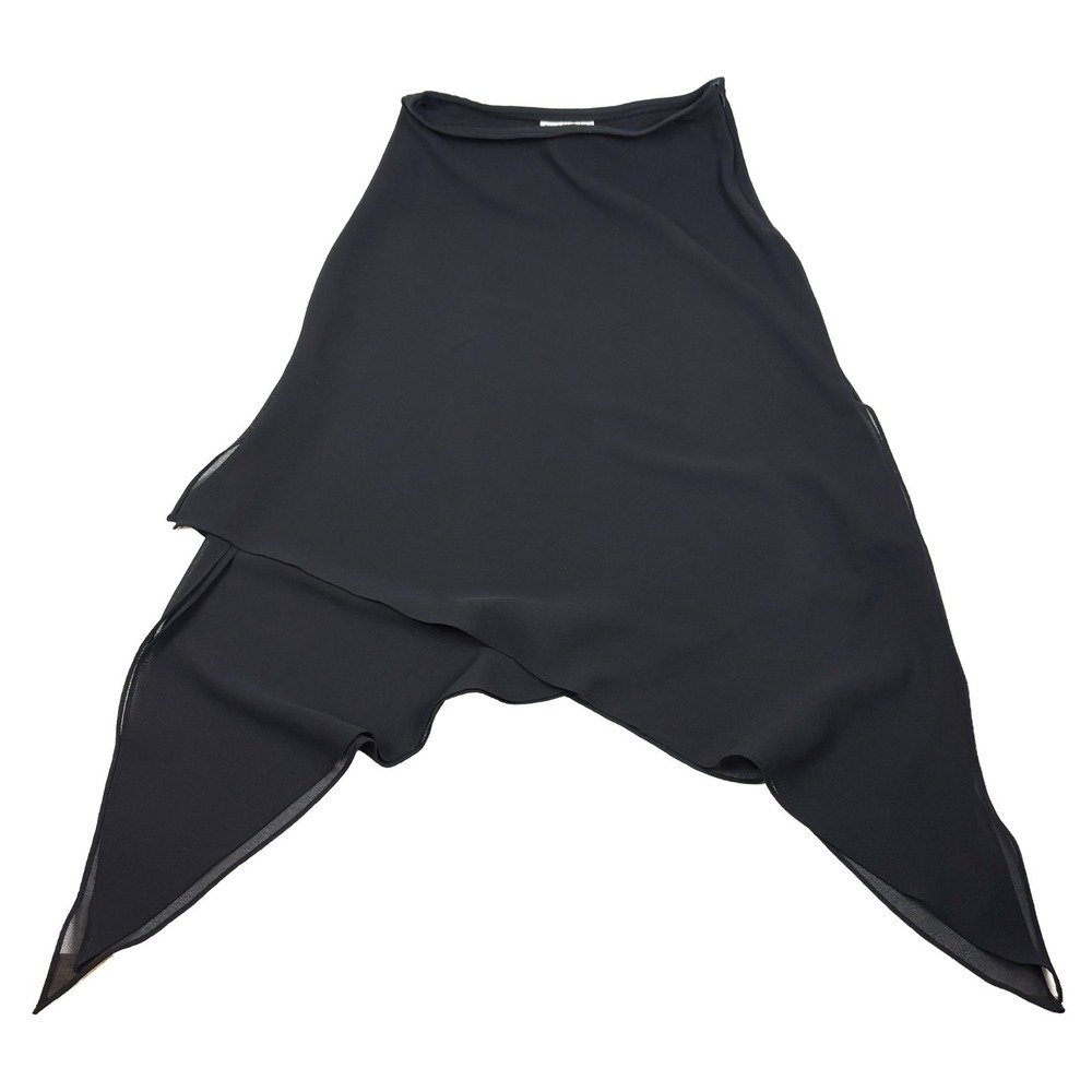 VTG Dress Barn Sheer Handkerchief Hem Midi Skirt Womens Sz 10 Black Asymmetrical